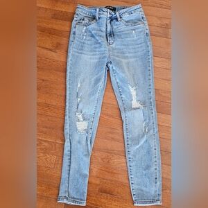 JUDY BLUE Control Top Skinny Womens Distressed Blue Jeans, Pants 11/30